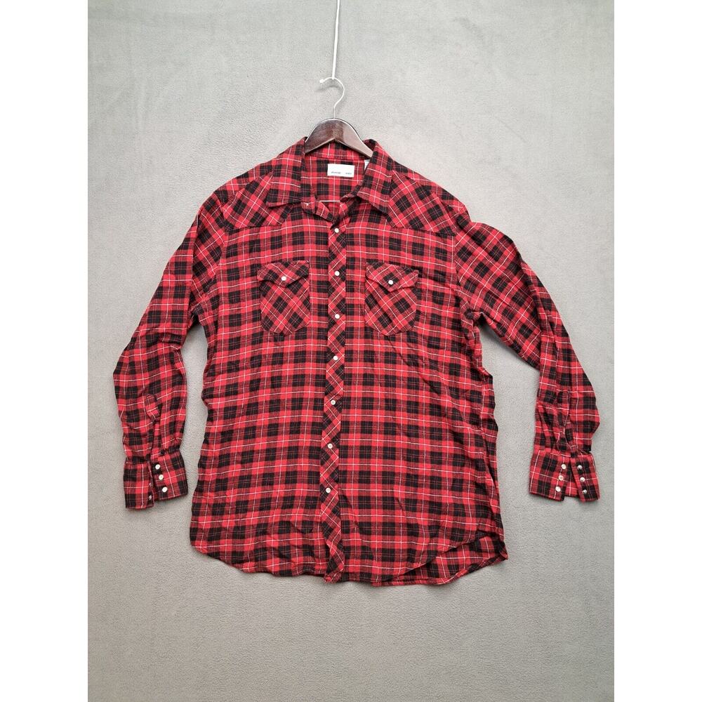 Wrangler Wrancher Shirts Buffalo Plaid Heavyweight Pearl Snap Flannel; Men's 2XT